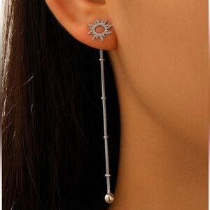 Chic Sunburst Silver Dangle Earrings